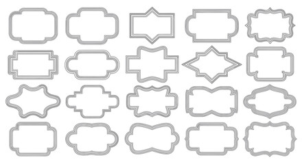 Collection of twenty decorative frames with triple line borders in various shapes