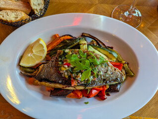 Grilled Sea Bass with Vegetables