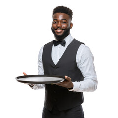 Professional Waiter Holding an Empty Tray
