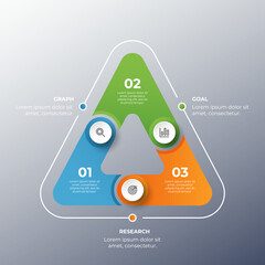 3 options infographic cycle connected processes with marketing icons. Vector illustration.