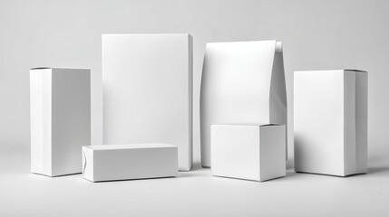 Minimalist blank white packaging box for branding, mockup, or product presentation on clean background