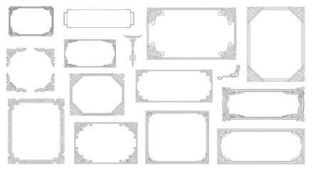 Elegant Collection of Ornate Decorative Frames with Intricate Corner Designs.