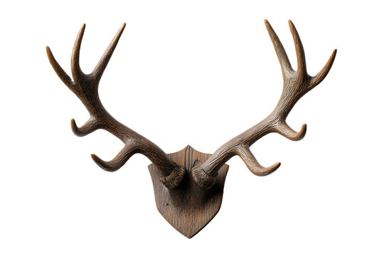Decorative deer antlers mounted on a wooden plaque a rustic wall decor piece