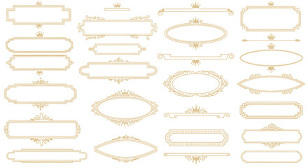 Elegant Gold Frames and Embellishments for Decorative Design Elements.