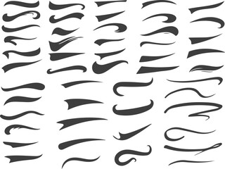 Hand drawn brush swoosh and squiggle lines vector set, scribble underline strokes collection for logo highlight, social media design, infographic elements and creative graphic accents