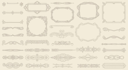 Obraz premium Ornate Beige Frames and Dividers: Vintage Decorative Elements Collection