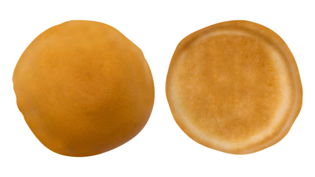 Top View of Two Round Flatbread Pieces on Isolated Background