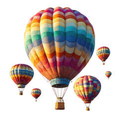 Naklejka premium Colorful hot air balloons against black background