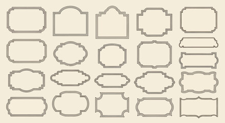 Ornate double-lined frame collection with varied shapes and sizes for elegant design elements