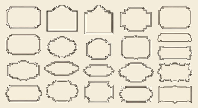 Ornate double-lined frame collection with varied shapes and sizes for elegant design elements