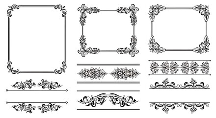 Ornate Floral Frame and Divider Set with Intricate Swirls and Flourishes