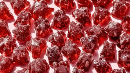 Sea moss gummies. Red gummy bears close-up sweet candy texture isolate