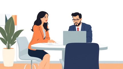 Client Consultation in Office – Flat Design
