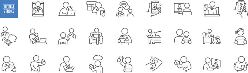 Business Meeting and Office Icon Set – Teamwork, Discussion, Briefing, Presentation, Communication, Corporate, Planning, Brainstorm, Group Work, Conference, Strategy, Chat, Working Together, Office Li