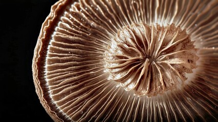 Turkey Tail Mushroom. Close-up brown mushroom gills texture fresh orga