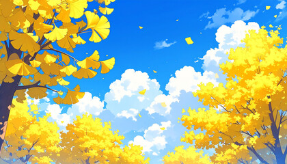 イチョウ 風景 生成AI 背景