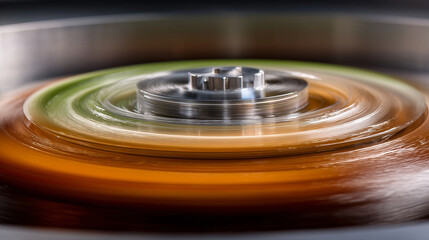 A high-speed industrial centrifuge spinning and separating materials into layers, symbolizing rapid data sorting and classification.