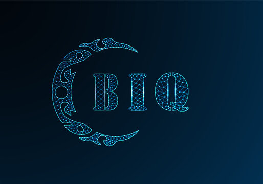 Low poly letter logo BIQ design. BIQ letter logo low poly vector design on blue color gradient background. BIQ logo low poly design