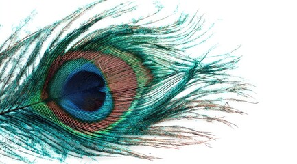 Obraz premium Vibrant peacock feather close-up