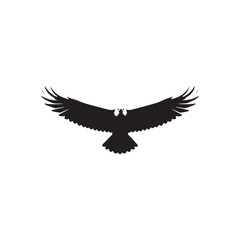 Obraz premium Front view flying eagle silhouette vector flat Icon illustration design.