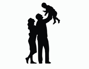 Loving Family Silhouettes Vector Template group design 