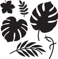 Set of leaves silhouette of beautiful vector illustration art