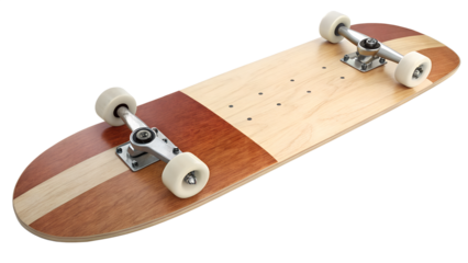 Wooden Skateboard Isolated Top View