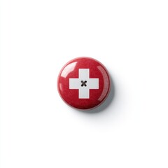 Obraz premium Red button with white cross (1)