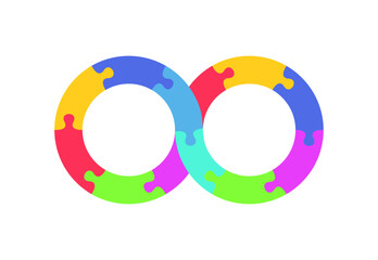 Infinity symbol colorful puzzle design. Vector isolated on white background.	