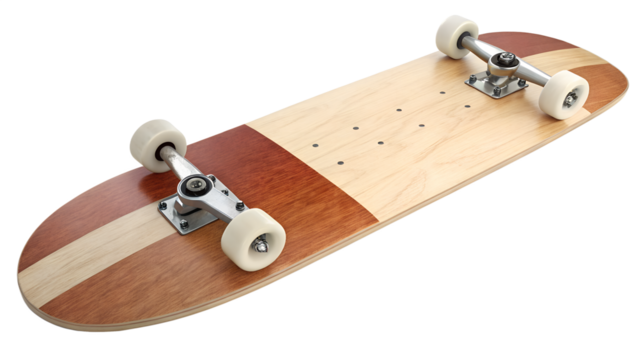 Wooden Skateboard Isolated Top View