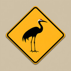 Fototapeta premium Crane crossing warning sign