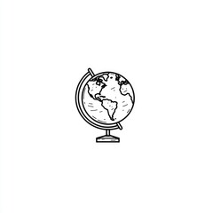 Simple black and white globe graphic