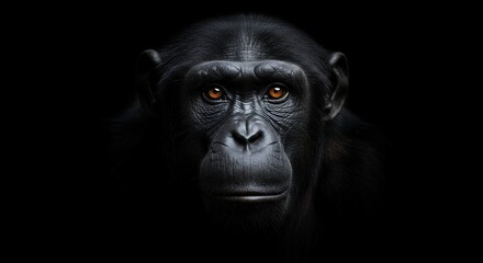 Studio Portrait of an Ape with Intense Gaze and Rim Lighting