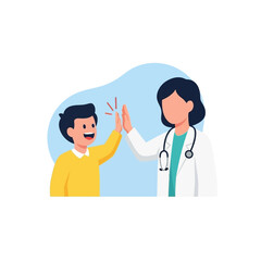 Obraz premium A child and doctor giving a high five, symbolizing a positive interaction and successful treatment.