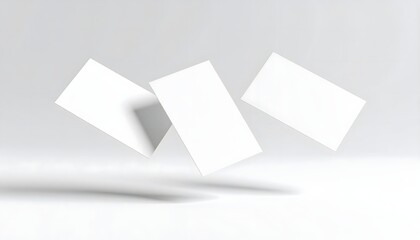 Dynamic 3D Render of Three Flying White Cards Layout