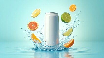 Citrus Can in Water Splash