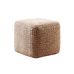 Beige knitted cube stool