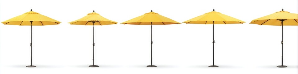 Five yellow patio umbrellas