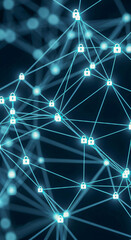 Fototapeta premium Secure Network: Interconnected Padlocks on Digital Grid