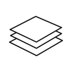 Layers icon with stacked sheets representing multiple levels data stratification documentation pile and component structure line vector stroke