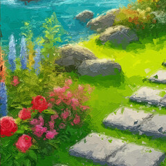 Various oil paintings, flowers, waterfalls, lake scenery, chrysanthemums, birds, strawberries, roses, peonies, roses, peonies, butterflies