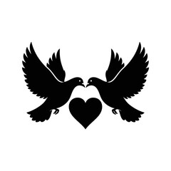 Obraz premium Vector art of two doves with a heart isolated on white background represent love