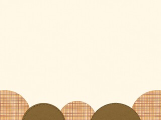 水彩で描いた荒い織り目のような茶系の可愛いチェック柄のアップリケやステッチが可愛いフレーム背景イラスト素材