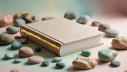 book on pastel background