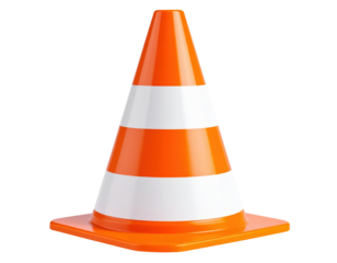 Traffic cone safety cone orange cone construction cone road cone warning on transparent background