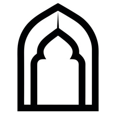 Simple Black and White Islamic Archway Design with a Dome in the Middle