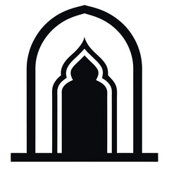 Minimalist Black and White Islamic Arch Illustration for Design Projects