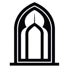 Gothic Archway Silhouette Black and White Illustration, Architectural Design Element