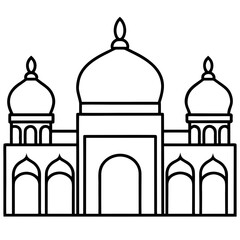 Simple Three-Dome Mosque Vector – Outline Style 