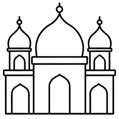Simple Three-Dome Mosque Vector – Outline Style 